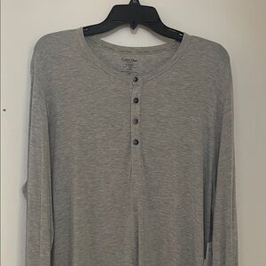 Calvin Klein Men's Long Sleeve Gray Henley